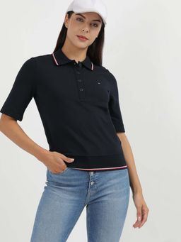 Tommy Hilfiger - Navy Blue Solid Polo T-Shirt