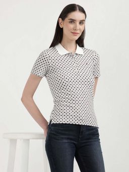 Tommy Hilfiger - Women White Printed Polo T-Shirt