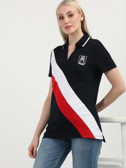 Tommy Hilfiger - Women Black Stripes Polo T-Shirt