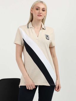 Tommy Hilfiger - Women Beige Stripes Polo T-Shirt