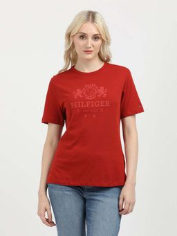 Tommy Hilfiger - Women Red Solid T-Shirt