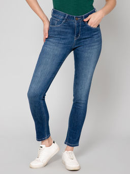 Cantabil - Women Dark Blue Solid Casual Jeans