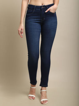 Cantabil - Women Dark Blue Solid Casual Jeans