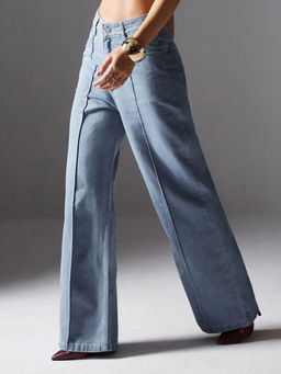 Miss Chase - Women Light Blue Straight Fit High Rise Non Stretchable Denim Jeans