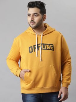 Instafab Plus - Men'S Printed Stylish Hooded Casual Sweatshirts,Mustard