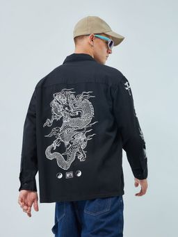 Bewakoof - Men's Black The Myth Graphic Printed Oversized Shirt