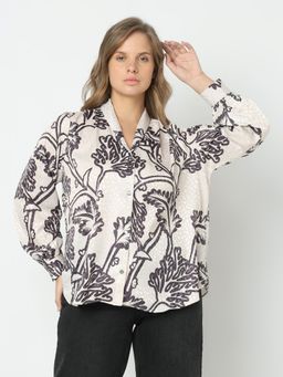 VERO MODA - CURVE Off-White Printed Satin Shirt