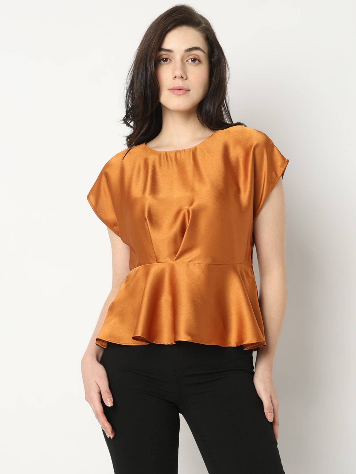 トップス VERO PEPURAMU TOP Buy VERO MODA Copper Peplum Top Online