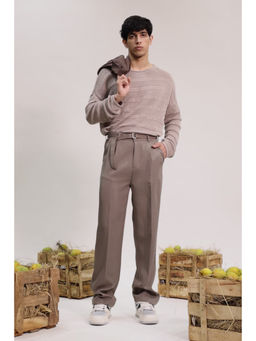 FREAKINS - Greige Belted Men Korean Pants