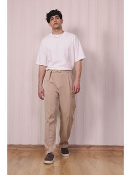FREAKINS - Latte Beige Belted Men Korean Pants