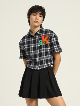 ONLY - Ketnipz Black Cropped Check Shirt