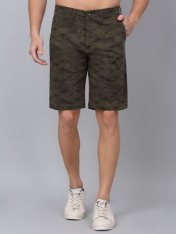 Cantabil - Men Olive Green Solid Cotton Shorts