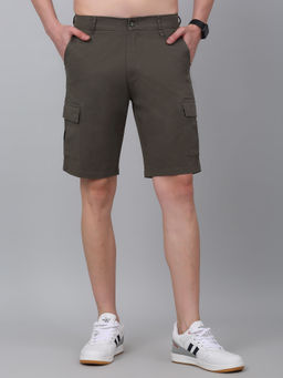 Cantabil - Men Olive Green Solid Cotton Shorts