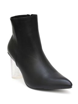SHUZ TOUCH - Solid Black Transparent Block Heel Boots