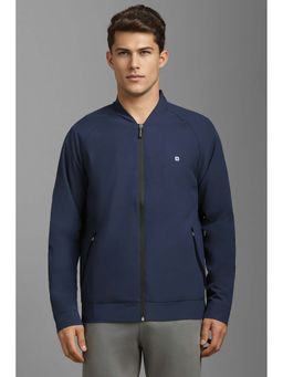 Louis Philippe - Navy Blue Solid Regular Fit Jacket