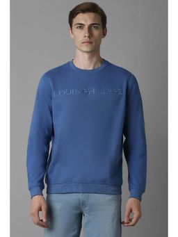Louis Philippe - Blue Solid Regular Fit Sweatshirt