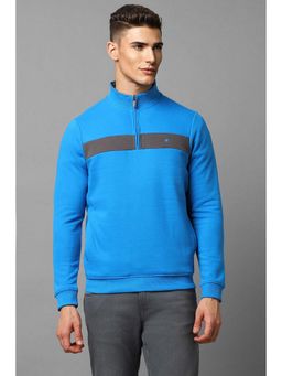 Louis Philippe - Blue Solid Regular Fit Sweatshirt