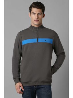 Louis Philippe - Grey Stripes Regular Fit Sweatshirt