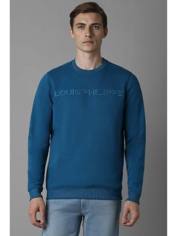 Louis Philippe - Blue Solid Regular Fit Sweatshirt