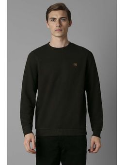 Louis Philippe - Green Solid Regular Fit Sweatshirt