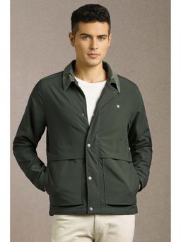 Louis Philippe - Green Solid Regular Fit Jacket