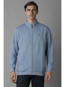 Louis Philippe - Blue Solid Regular Fit Sweatshirt