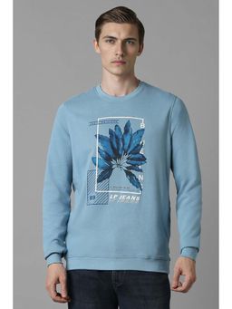 Louis Philippe - Blue Printed Regular Fit Sweatshirt