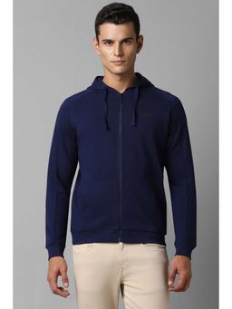 Louis Philippe - Navy Blue Solid Regular Fit Sweatshirt