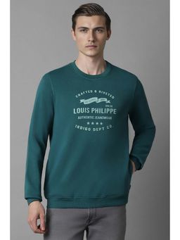 Louis Philippe - Green Solid Regular Fit Sweatshirt