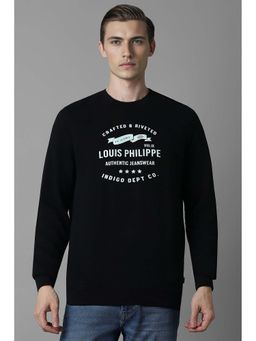 Louis Philippe - Black Solid Regular Fit Sweatshirt