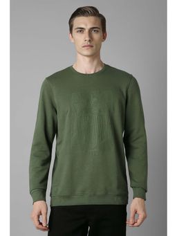 Louis Philippe - Green Printed Regular Fit Sweatshirt