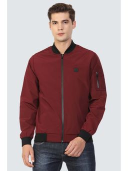Louis Philippe - Maroon Solid Regular Fit Jacket