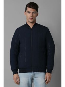 Louis Philippe - Navy Blue Textured Regular Fit Jacket