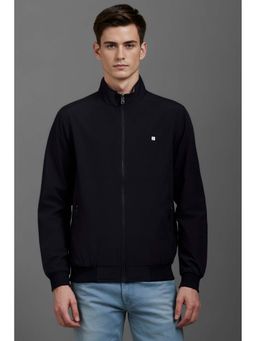 Louis Philippe - Navy Blue Solid Regular Fit Jacket