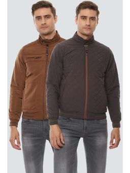 Louis Philippe - Brown Solid Regular Fit Reversible Jacket