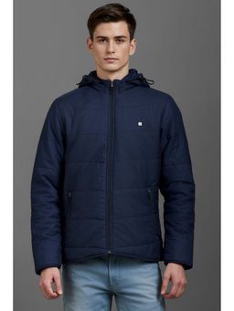 Louis Philippe - Navy Blue Solid Regular Fit Jacket