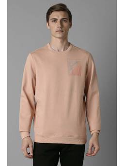 Louis Philippe - Peach Solid Regular Fit Sweatshirt