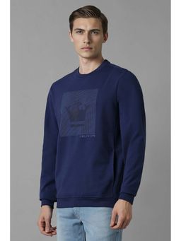 Louis Philippe - Navy Blue Embellished Regular Fit Sweatshirt