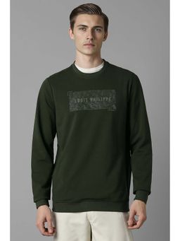 Louis Philippe - Green Solid Regular Fit Sweatshirt