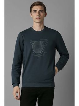Louis Philippe - Navy Blue Printed Regular Fit Sweatshirt