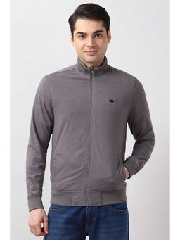 Peter England - Grey Solid Regular Fit Jacket