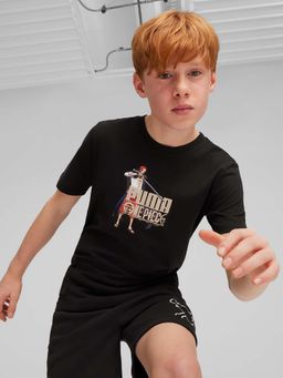 Puma - X One Piece Boys Black Graphic T-Shirt