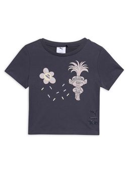 Puma - X Trolls Girls Grey Graphic Short T-Shirt