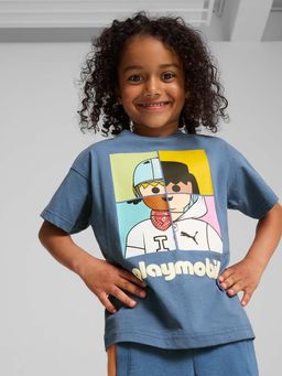Puma - X Playmobil Graphic Boys Blue Relaxed Fit T-Shirt