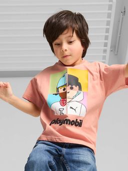 Puma - X Playmobil Graphic Boys Peach Relaxed Fit T-Shirt