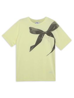 Puma - Bowtique Girls Yellow Relaxed Fit Graphic T-Shirt