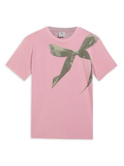 Puma - Bowtique Girls Pink Relaxed Fit Graphic T-Shirt