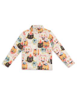 Puma - White Printed Moody Cat Aop Kids Padded Jacket