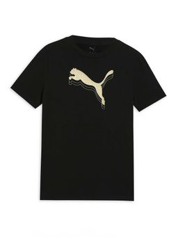 Puma - Black Metallic Girls Logo Printed T-Shirt