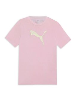 Puma - Pink Metallic Girls Logo Printed T-Shirt